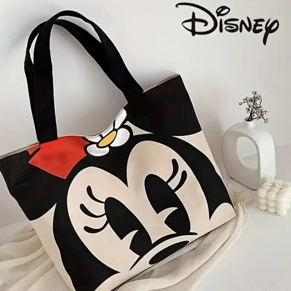 Disney Minnie Mouse Tote Bag Canvas Large Shopper Beach Bag 17”x12”  New - Picture 5 of 7